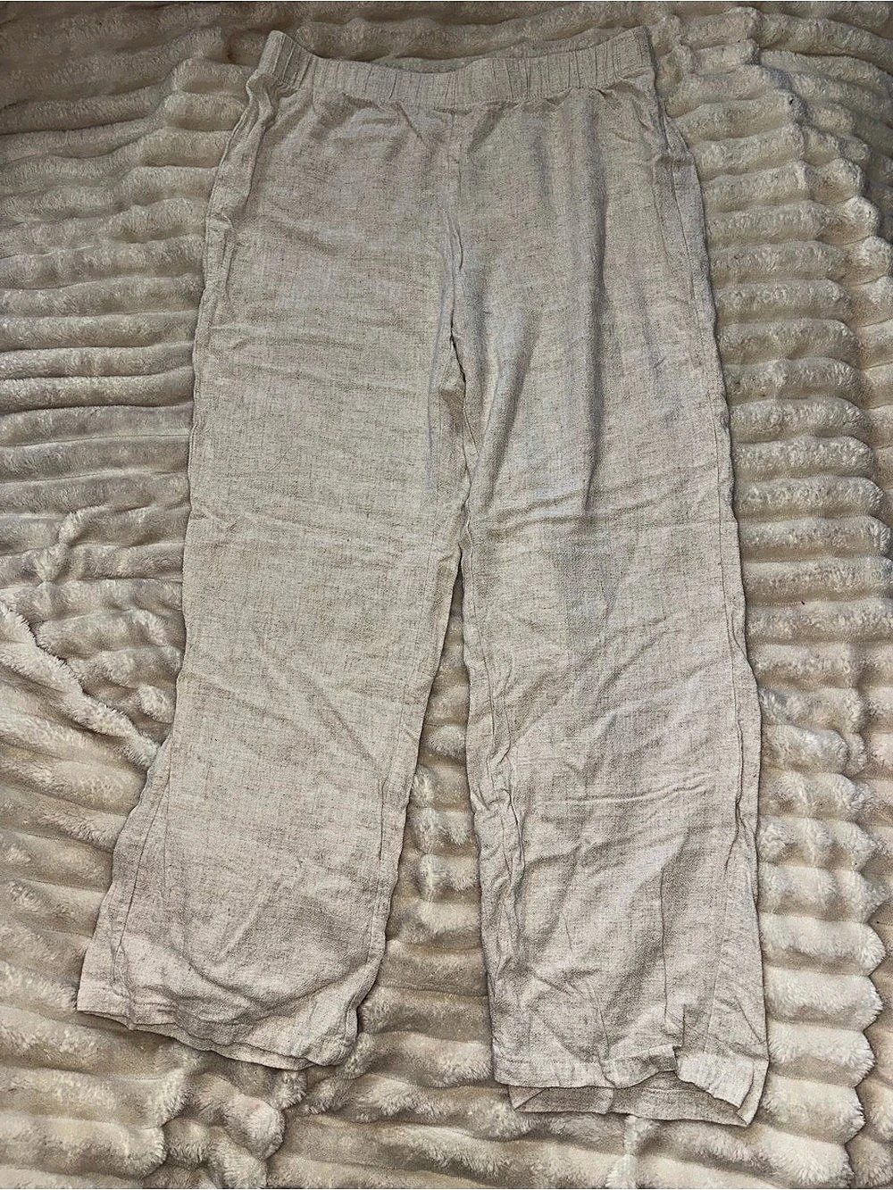 SHEIN Linen Straight Leg Pants Beige Large